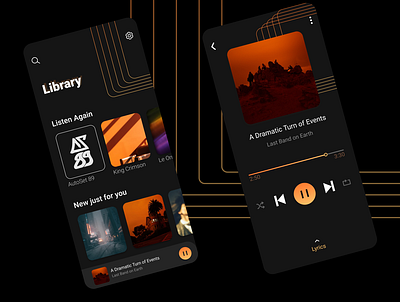 Music Player App UI app dark design illustration interface music player musicapp musicplayer playlist sound soundwave ui uidesign uiux