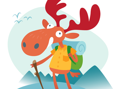 Camper Moose camping character illustration in progress moose vector wip