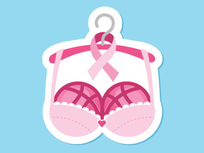 Octobbber basketballs bra breast cancer awareness month contest october pink ribbon sticker sticker mule vector