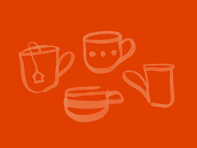 Mugs brush pen coffee doodle illustration mug tea