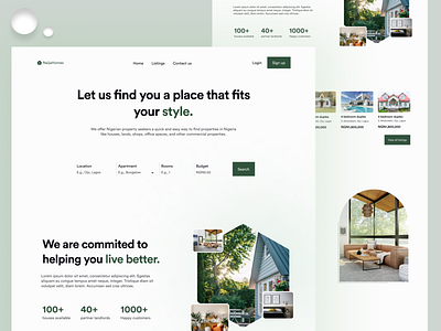 landing page for housing website