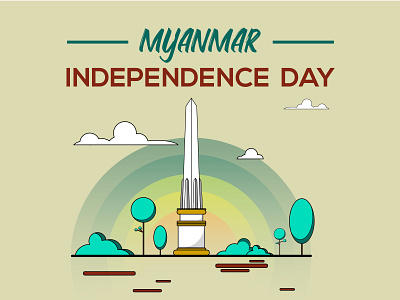Myanmar Independence day flat illustration vectorart