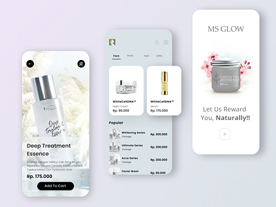 MS GLOW - SKINCARE MOBILE APPS app apps design designer figma graphic design mobile mobileapps skin skincare ui uiux ux