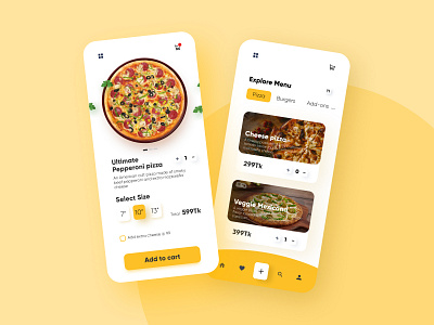 Want some extra cheese? app app design color delivery design drop shadow ecommerce eshop food app interface minimal pizza trend typography ui ux visual design