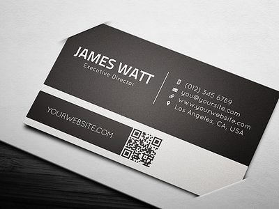 White Line Business Card black business card bw creative market envato first graphic river qr qr code white