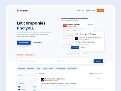 Rooster Job Listing Platform app dashboard design job job board job listing platform platform ui uidesign uiux user experience user interface ux uxdesign webapp website