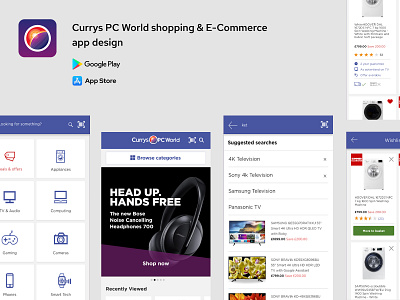 Currys PC World Shopping app concept adsum adsumoriginator android app development app design app interface app ui application development application ui application ux ui concept design concept ios app development native app developement originator uiux uiux design user experience design user interface design