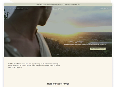 Golden Grind a Product website design concept