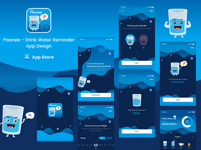 Paanee - Drink Water Reminder App Design adsum adsumoriginator concept design originator reminder app ui design ui kit uiux user experience design user interface design