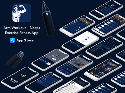 Arm Workout - Biceps Exercise Fitness App adsumoriginator app design arm exerciser figma fitness app gym ios mobile app uiux workout