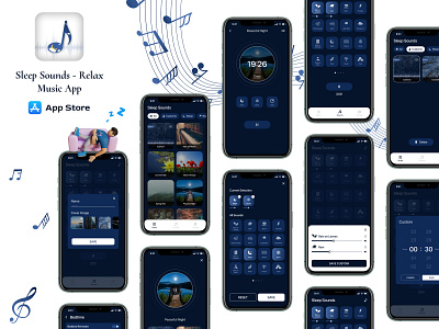 Sleep Sounds - Relax Music adsum originator application exercise figma ios mobile app music app relax sounds uiux
