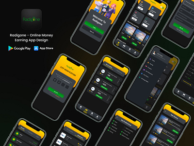 Radigone - Online Money Earning App Design adsum adsumoriginator app design concept figma online earning uiux user experience design user interface design