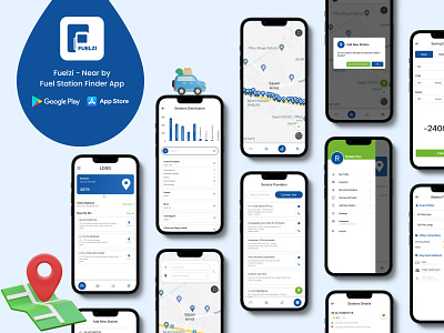 Fuelzi - Near by Fuel Station Finder App Design