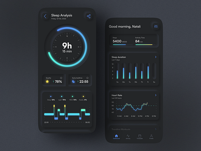 Sleep Tracker activity app design dashboard dream figma health heart rate interface meditation mobile mobile app neomorphism relax skeuomorphism sleep sleep sound sleep tracker tracker ui ux