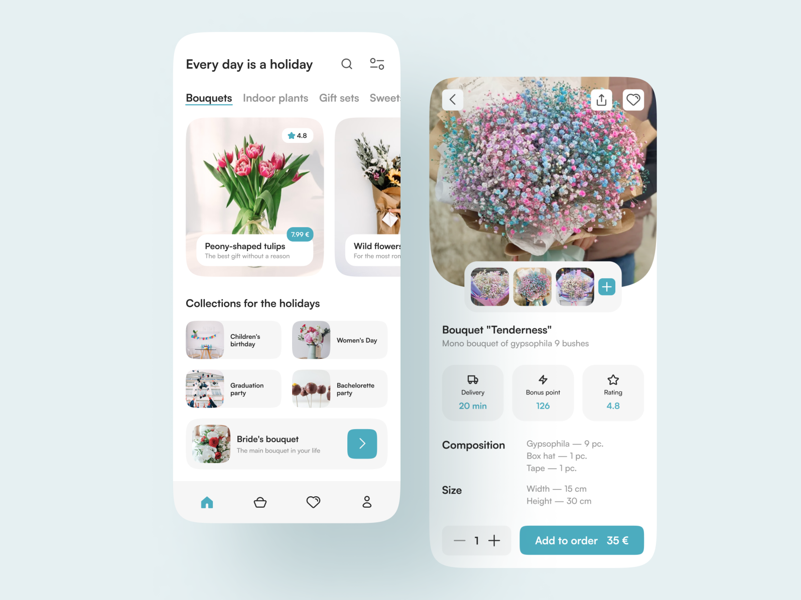 Flowers mobile app by Natalia Sappinen on Dribbble
