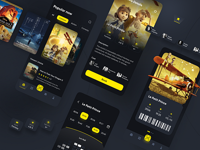 Movie Tickets Booking App boarding pass booking app booking tickets choose seats cinema tickets daily challenge daily ui daily ui challenge design figma figma design movie tickets reviews the little prince ticket ticket design typography ui ux