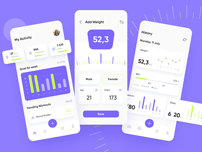 Health Tracking App android app app design dashboard design excersice figma fitness health health app health tracking app interaction interface ios life style mobile motivation sport ui uiux ux