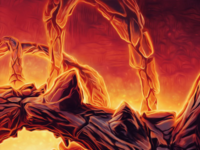 Roots of the Earth concept concept art environment fire landscape lava painting