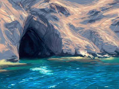 Tropical Cave study cave landscape ocean painting photoshop sketch tropical