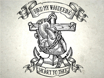Bind My Wandering Heart, a pastoral tattoo christian custom tattoo hymn ink line work lineart photoshop religious tattoo tattoo design