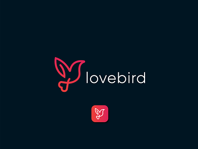 LOVEBIRD LOGO animal bird logo branding branding identity creative dating fly heart logo iconic logo innovative logodesign love lovebird logo lover media print romantic vector web wings