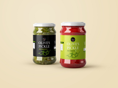 Olive Pickle Jar design banners food jar design label design logotype olive jar design packaging design pickle jar