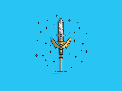 Holy Spear flat illustration line simple spear weapon work