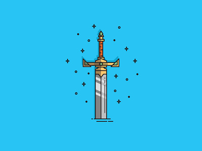 Holy Sword flat illustration line simple sword weapon work
