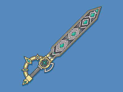 Elegant Saber flat illustration line saber simple sword weapon work