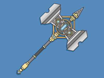 Elegant Hammer flat illustration line saber simple sword vector weapon work