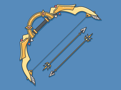 Elegant Bow arrow bow flat illustration line simple vector weapon work