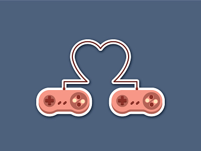 Be My Player Two flat game illustration retro simple stickermule