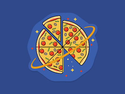 Pizza Planet cheese planet stars sticker illustration pepperoni pizza slice space