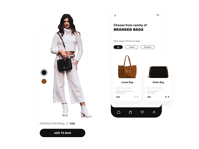 Handbag Shopping App app design minimal ui ux