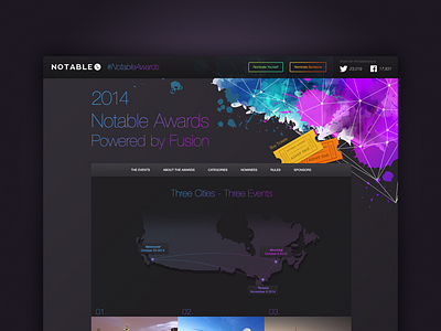 Notable 2014 Awards colorful gradients landing page microsite mike busby notable awards toronto
