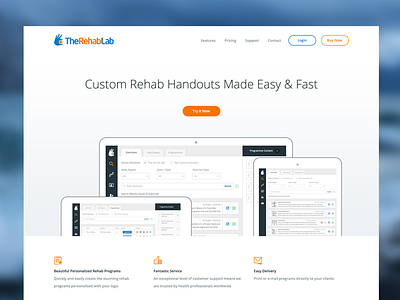 The Rehab Lab Marketing Site app design clean landing page marketing site mike busby minimalistic design web design