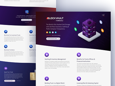 BlockVault Coming Soon Landing Page block chain blockchain blockvault cold storage crypto website cryptocurrency icon design icons illustration landing page mike busby website design