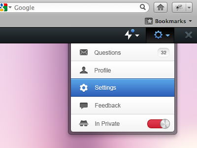 Settings drop down menu - Toolbar design direction drop down icons menu mikebusby settings toolbar ui user interface ux
