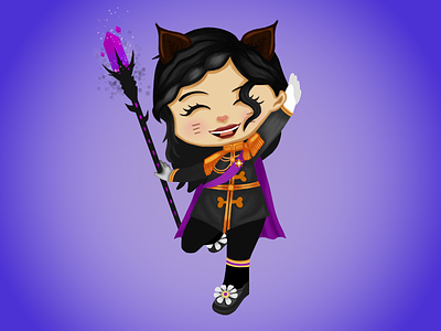 Wizard101 - Amy cat chibi cute fantasy illustration magic uniform witch wizard wizard101