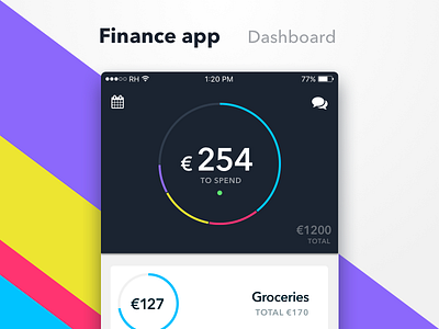 Finance app app blue colors dashboard finance financing iphone money personal purple saving smartphone