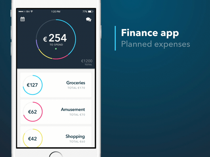Planned expenses animation app blue dashboard design finance gif ios list sketch ui ux