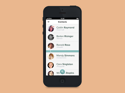 Contact List app clean contact list contacts flat ios layout list minimal mobile simple ui