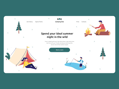 Roll - Camping Site | Landing Page camp design landing page minimal summer tent tents ui ux web website