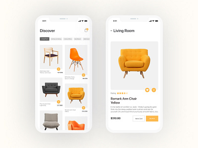 UI/UX Design Inspiration, Furniture App. app design design concept mobile app vector