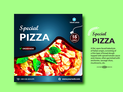 Special pizza banner design food illustrator instagrampost logo pizza print