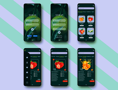 Fruits Delivery Mobile App UI Design app design food fruits app design illustrator minimal mobile app mobile app design mobile ui ui ui design uiux ux xd design