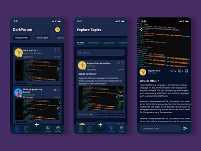 DarkForum app app app design designs figmadesign illustration ui ui ux uidesign