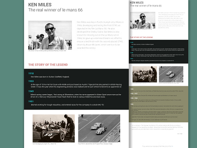 Ken Miles Tribute Page 2020 design tribute typography vector web design