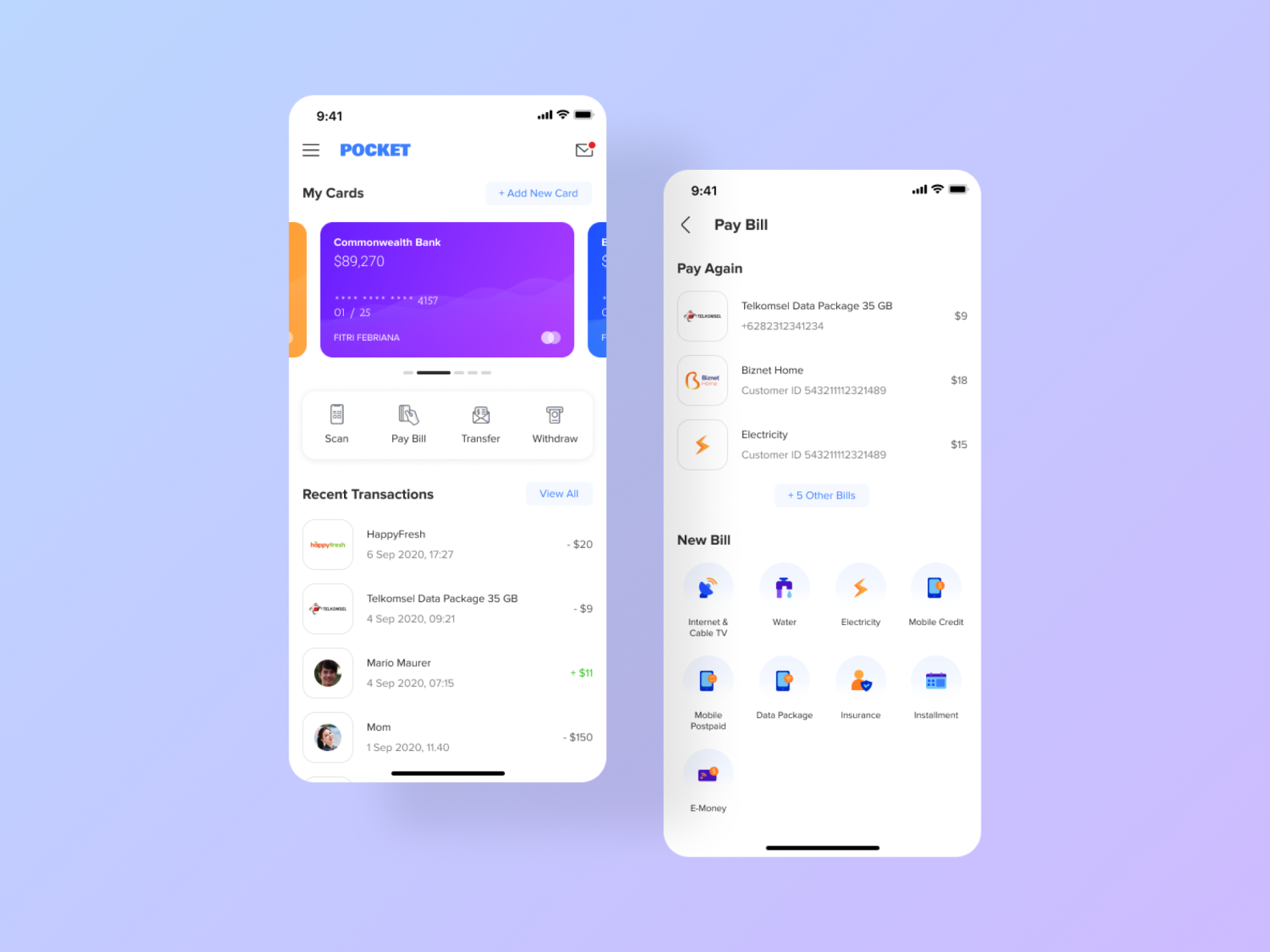 Pocket Wallet App by Fitri Febriana on Dribbble