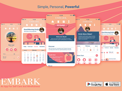 Embark app app design flat graphic designer graphicdesign icon illustration mindfulness self care ui ux
